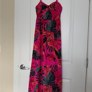 Women's Fuchsia Tropical Maxi Dress